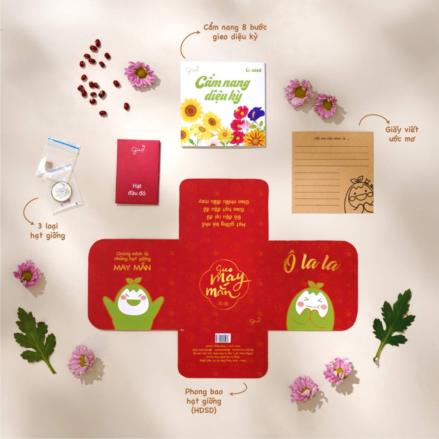 Phong bao hạt giống - Gieo may mắn - Hạt đậu đỏ (Phiên bản đỏ) - Trao ...