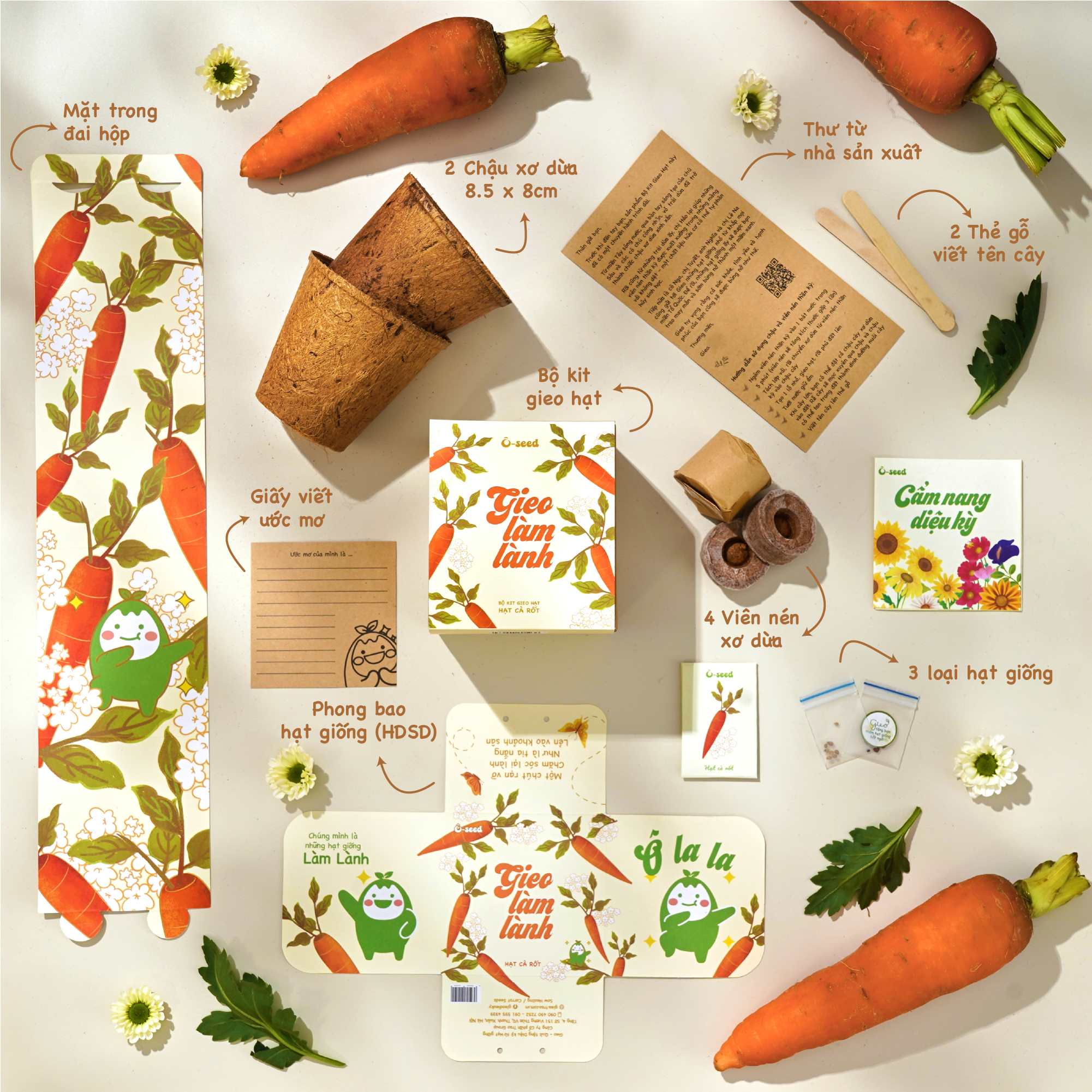 Bộ kit gieo hạt - Gieo làm lành - Hạt cà rốt 4 Bộ kit gieo hạt - Gieo làm lành - Hạt cà rốt - Hình ảnh 2
