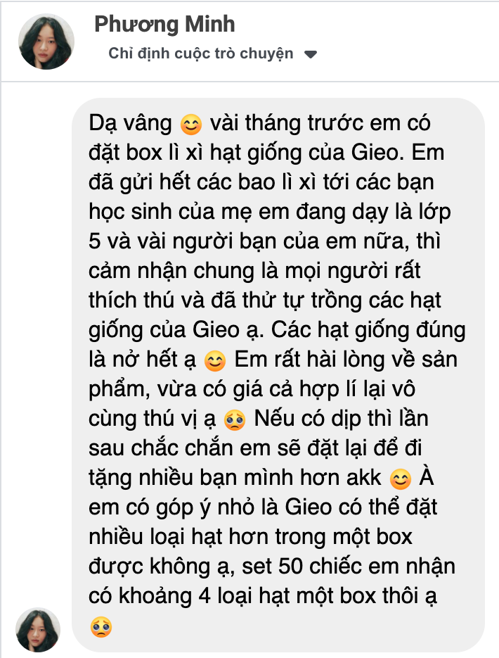 Cơn mưa lời khen cho sản phẩm quà tặng hạt giống của Gieo 32 Cơn mưa lời khen cho sản phẩm quà tặng hạt giống của Gieo 32